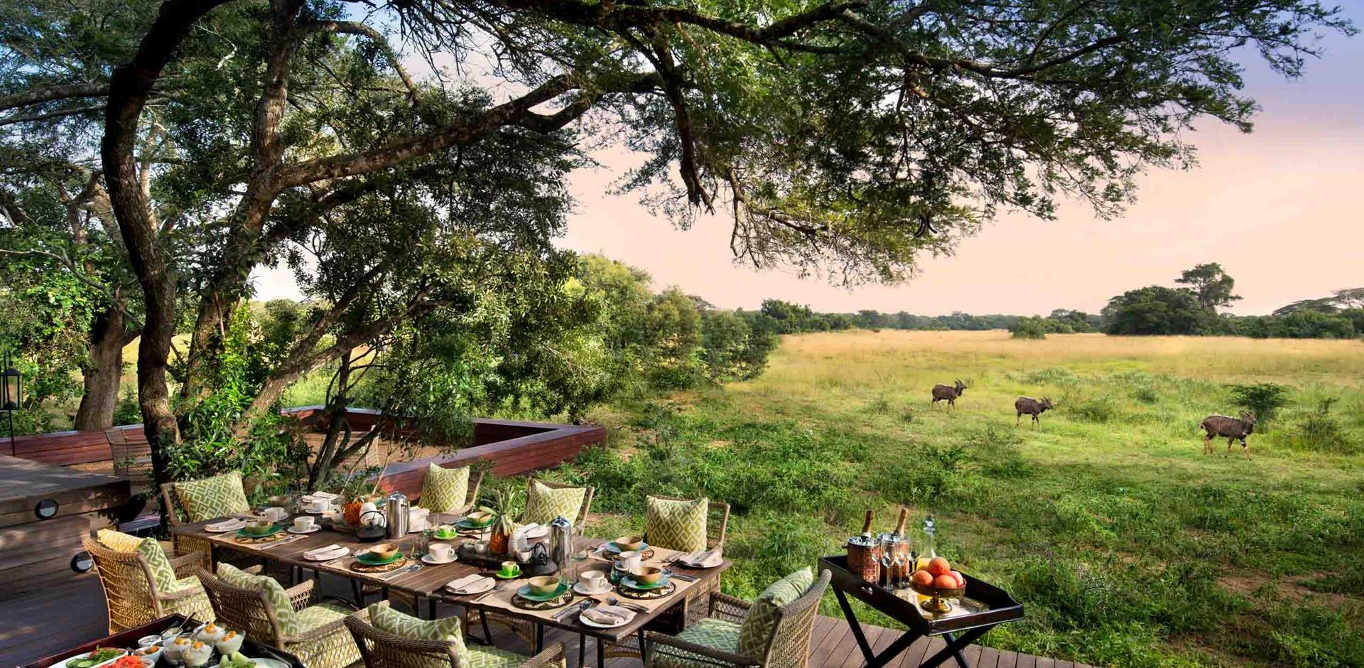 Outdoor dining, andBeyond Phinda Vlei Lodge, South Africa, A&K