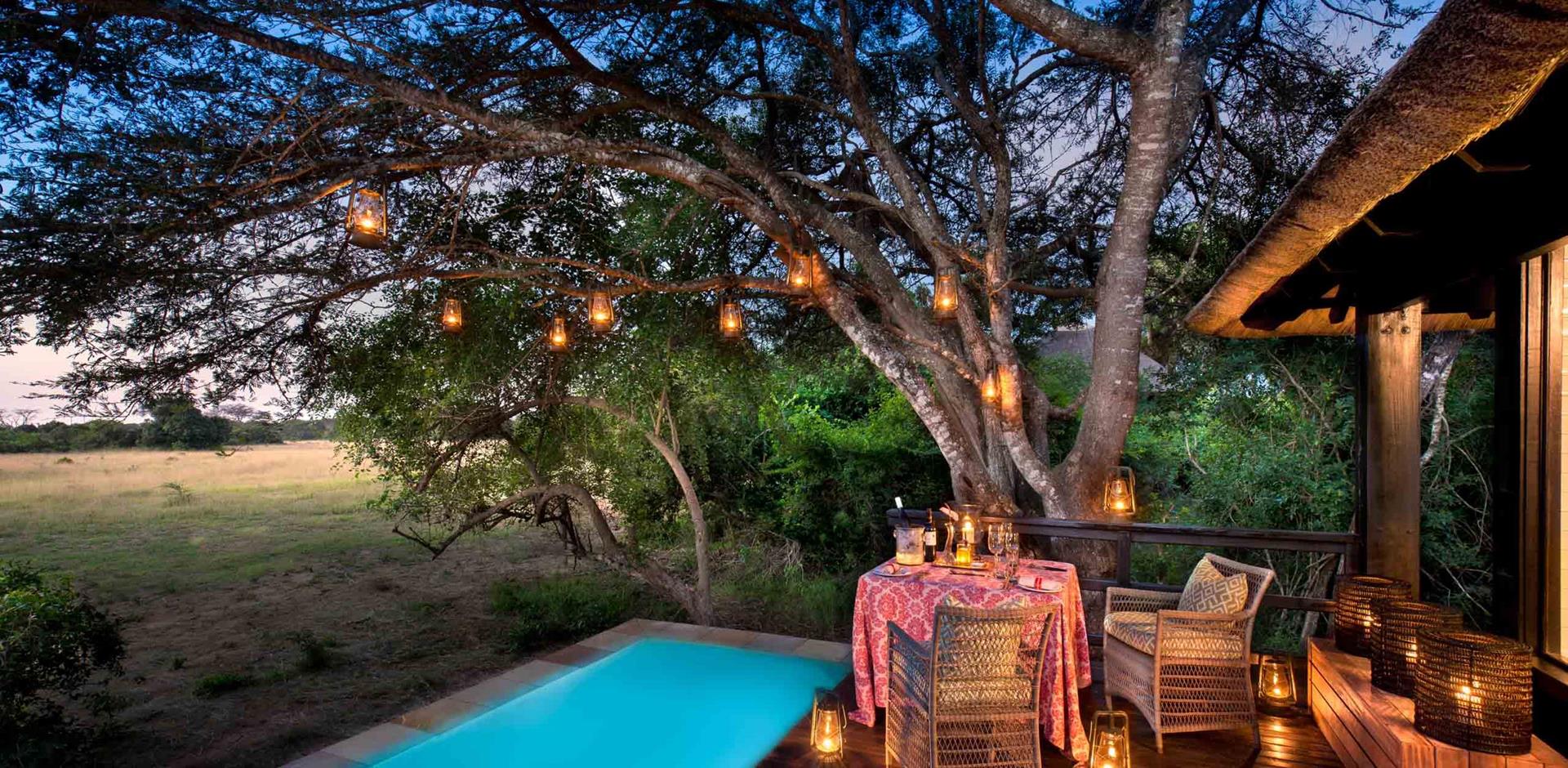 Private dining, andBeyond Phinda Vlei Lodge, South Africa, A&K