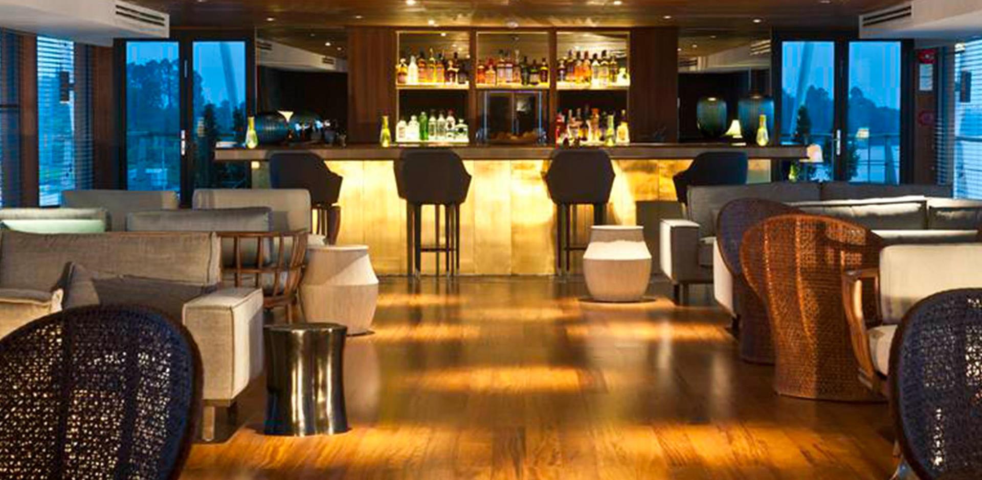 Lounge and bar, Aqua Expeditions Mekong Cruise, Cambodia, A&K