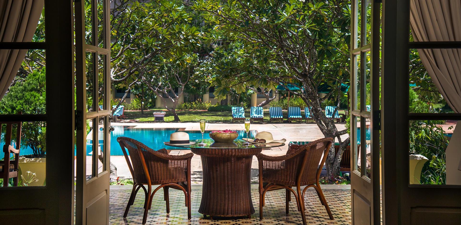 Poolside, Raffles Grand Hotel d'Angkor, Cambodia, A&K