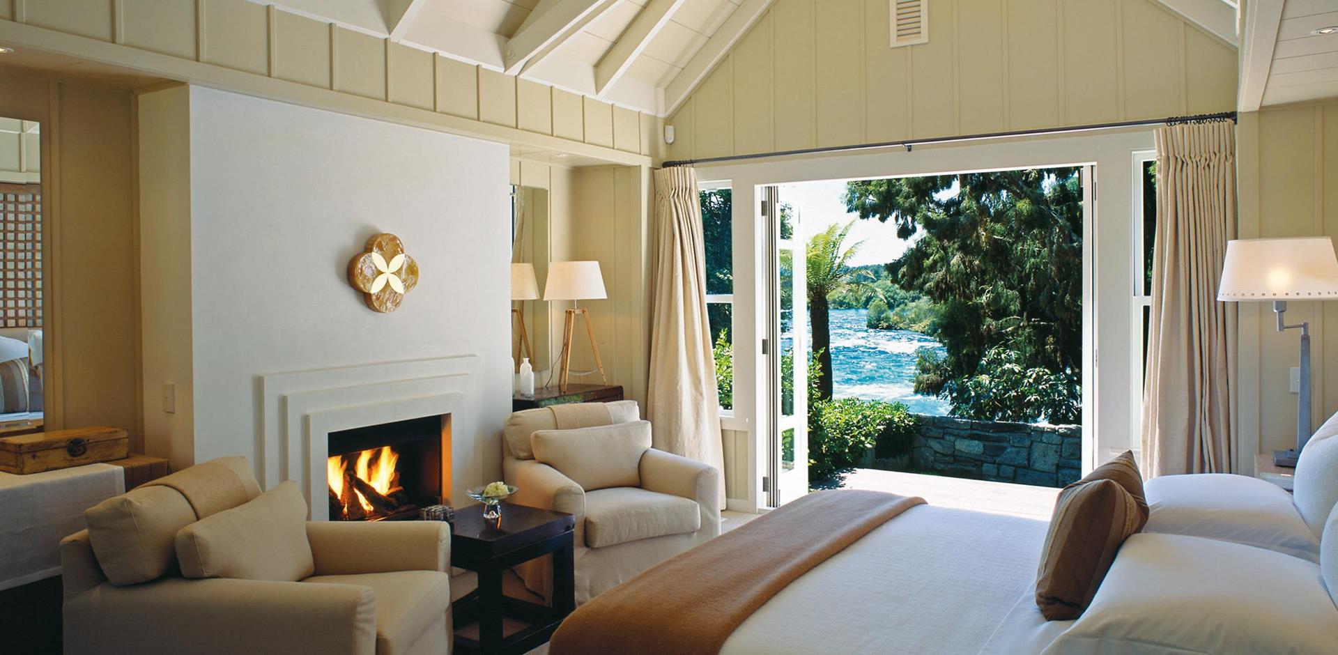 Bedroom, Huka Lodge, New Zealand