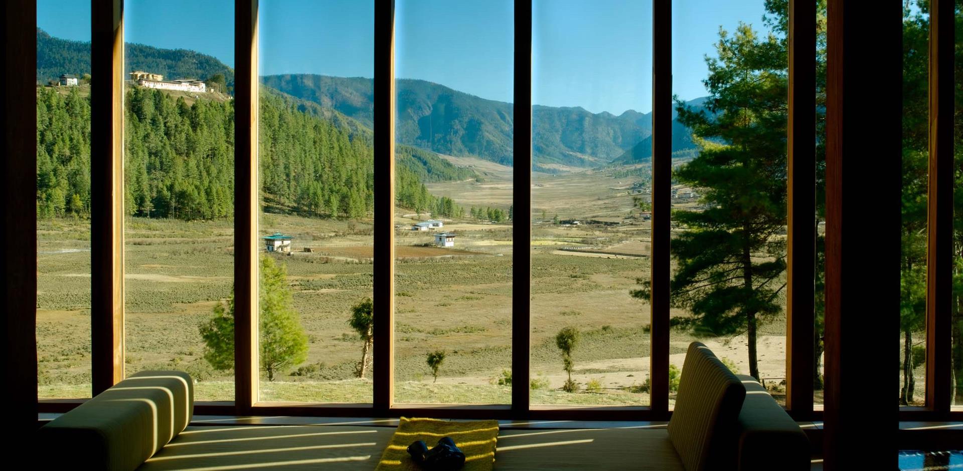 Window view, Amankora, Gangtey, Bhutan